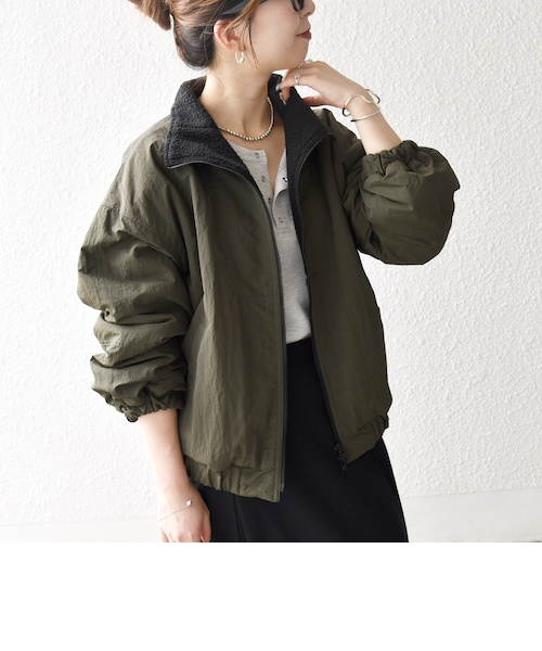 SHIPS any: ナイロン × ボア リバーシブル スタンドカラー ショート SHIPS any: ナイロン × ボア リバーシブル スタンドカラー ショート