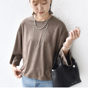 〈手洗い可能〉ポリエステル スエード ワイド スリーブ プルオーバー
