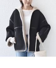 《予約》【WEB限定】フェイク ムートン ジップ コート