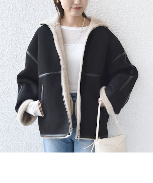 《予約》【WEB限定】フェイク ムートン ジップ コート