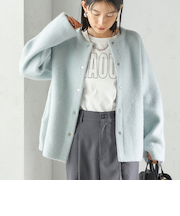 《予約》フォックス ブレンド ノーカラー ニット コート