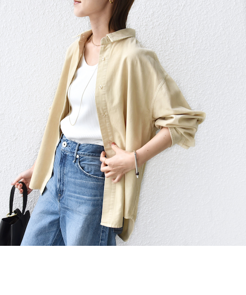 【WEB限定】〈洗濯機可能〉コーデュロイ ギャザー シャツ 羽織