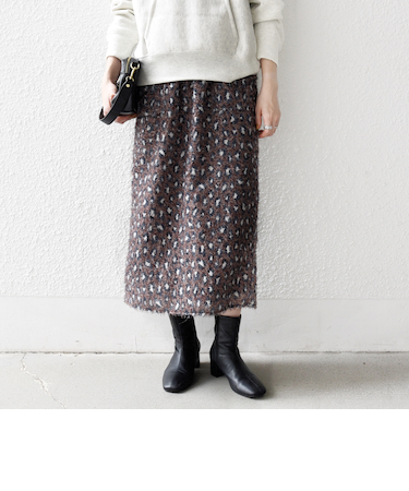 《一部追加予約》SHIPS any:〈手洗い可能〉レオパード ジャカード Iライン イージー スカート
