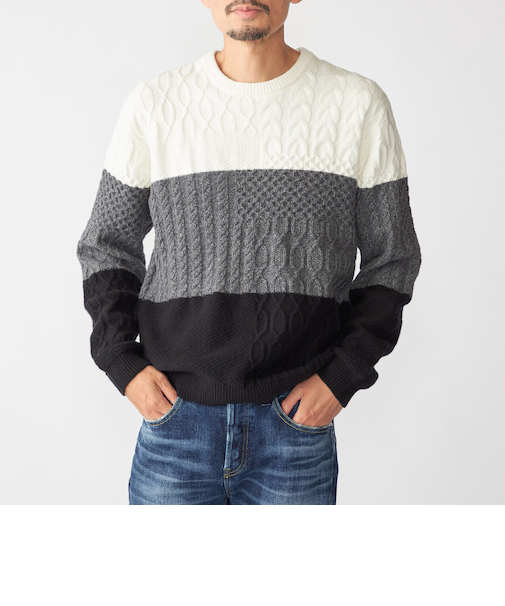 SHIPS: 〈手洗い可能〉コットン ウール アラン プルオーバー ニット