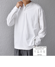 SHIPS any:〈抗菌防臭/遮熱等〉マルチファンクション ヘンリーネック Tシャツ(ロンT)◇