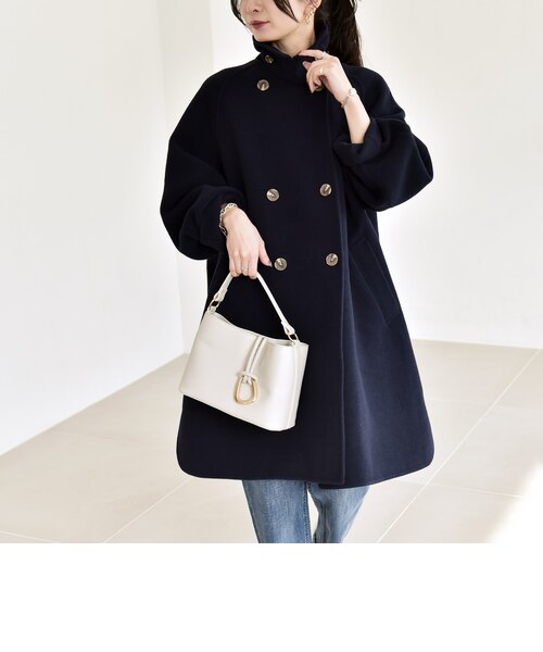 SHIPS any: カシミヤ ミックス スタンドカラー ミドル コート