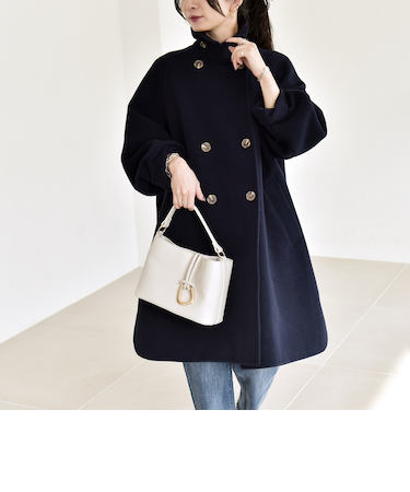 《一部追加予約》quaranciel: リバー スタンド & テーラード ダブルブレスト Aライン コート