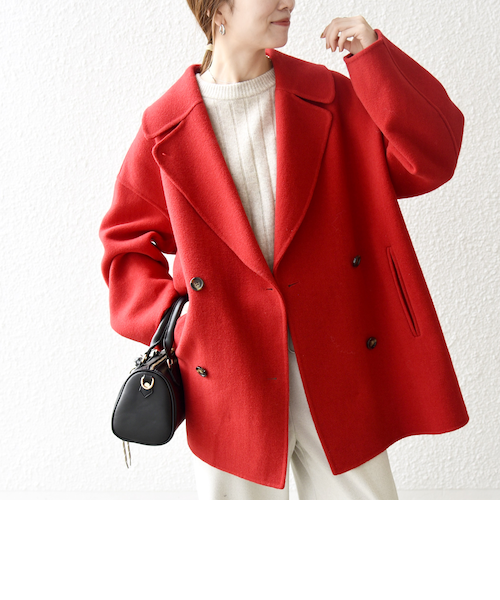 SHIPS any: リバー ダブル テーラード ミドル コクーン コート 一部追加予約》SHIPS any: リバー ダブル テーラード ミドル コクーン