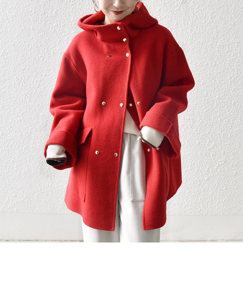 一部追加予約》SHIPS any: リバー フーデッド Aライン ミドル コート