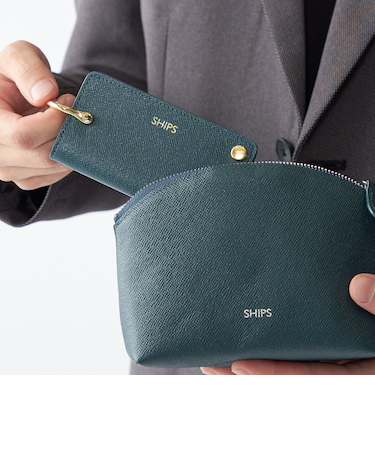 【WEB限定】SHIPS:【SAFFIANO LEATHER】シャックル 2トーン キーケース