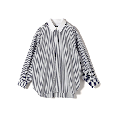 SHIPS Primary Navy Label:SUVIN コットン クレリック シャツ