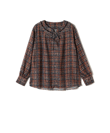 SHIPS Colors:〈手洗い可能〉カット ジャカード チェック ブラウス