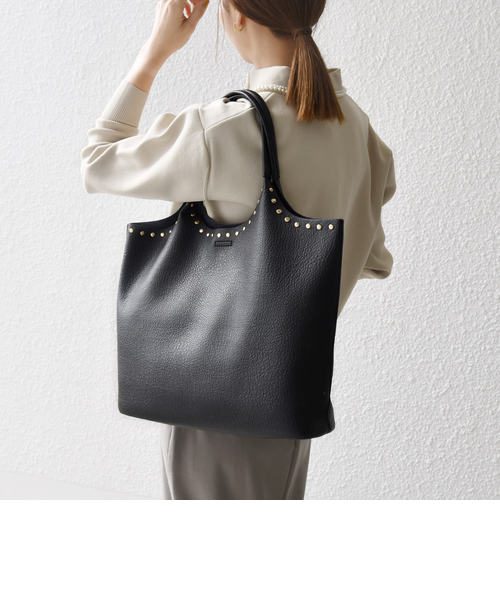 WEB限定】SHIPS any: ポーチ付き スタッズ A4 トート バッグ