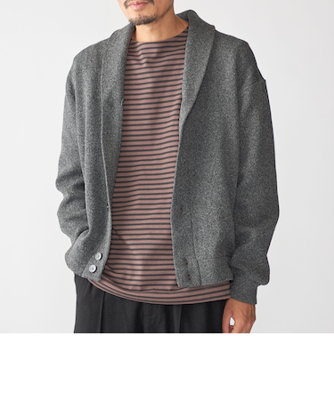 【WEB限定】SHIPS:〈手洗い可能〉ミックス ポリ ショールカラー ニット カーディガン