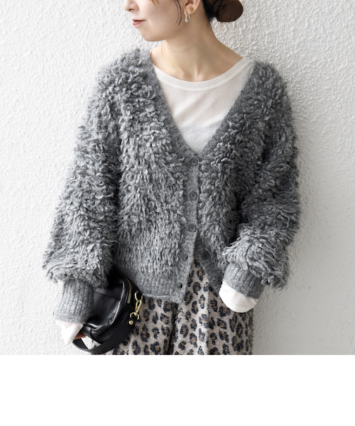 SHIPS any: ループ ニット Vネック ショート カーディガン