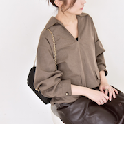 《予約》quaranciel:〈洗濯機可能〉フロント ポケット スキッパー シャツ