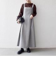 《一部追加予約》SHIPS any: エア ニードル タック フレア ジャンパースカート