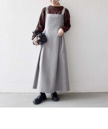 《一部追加予約》SHIPS any: エア ニードル タック フレア ジャンパースカート