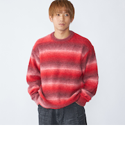City Ambient Products: 〈手洗い可能〉グラデーション オンブレ ボーダー クルーネック ニット