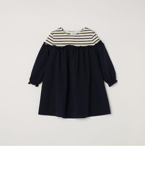 SHIPS any:〈洗濯機可能〉ボーダー/ソリッド 切り替え ワンピース<KIDS>