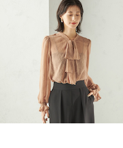 【SHIPS別注】troisiemeCHACO: 〈手洗い可能〉2WAY シアー タイ ブラウス(セレモニー対応可)