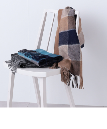 SHIPS any: サープラスヤーン ウール リバーシブル チェック マフラー◇