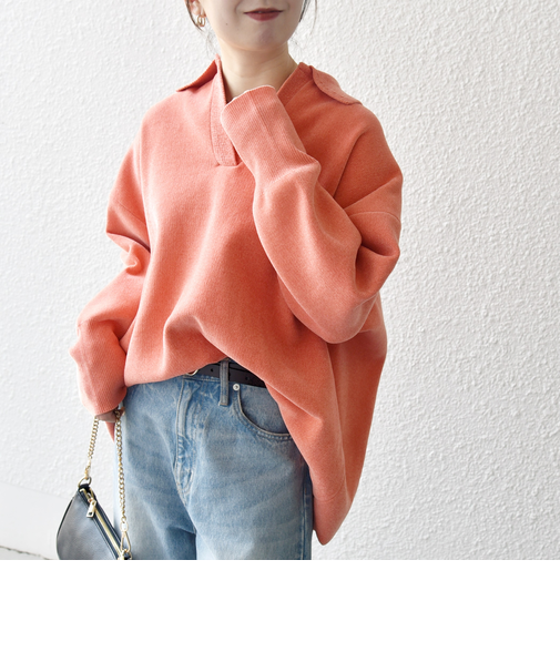 SHIPS any:〈手洗い可能〉モールヤーン スキッパー ポロ ニット プルオーバー