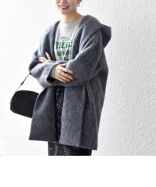 SHIPS any: シャギー フーディー ガウン コート｜シップスの通販