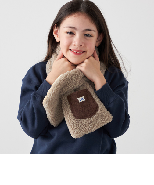 Lee:〈手洗い可能〉ボア キルティング リバーシブル ポケット マフラー <KIDS>