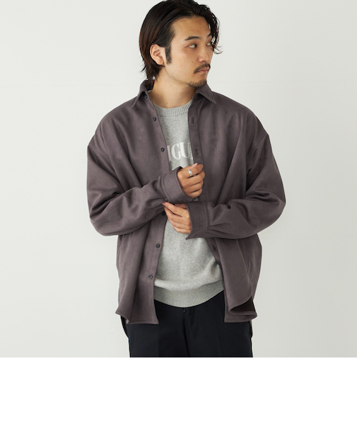 SHIPS Colors:〈洗濯機可能〉ポリエステル フェイクスエード ルーズ シャツ