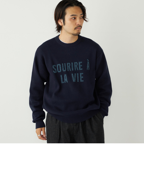 SHIPS Colors:〈手洗い可能〉モール ジャカード ロゴ ニット