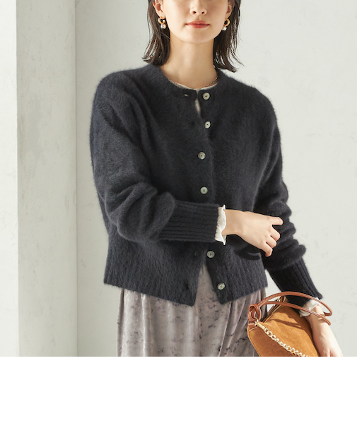 【一部WEB限定】〈手洗い可能〉フォックス クルーネック ニット カーディガン