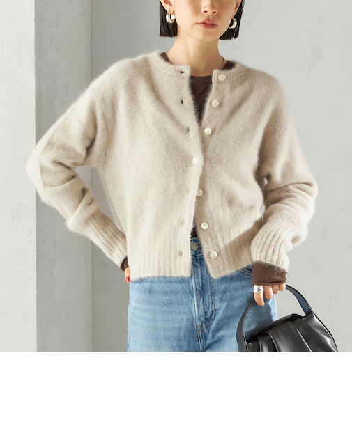 【一部WEB限定】〈手洗い可能〉フォックス クルーネック ニット カーディガン