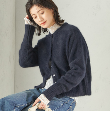 【一部WEB限定】〈手洗い可能〉フォックス クルーネック ニット カーディガン