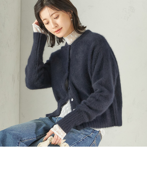 【一部WEB限定】〈手洗い可能〉フォックス クルーネック ニット カーディガン