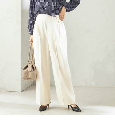 〈手洗い可能〉メルティ ウォーム タック ワイド パンツ