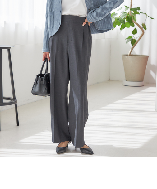 〈手洗い可能〉メルティ ウォーム タック ワイド パンツ