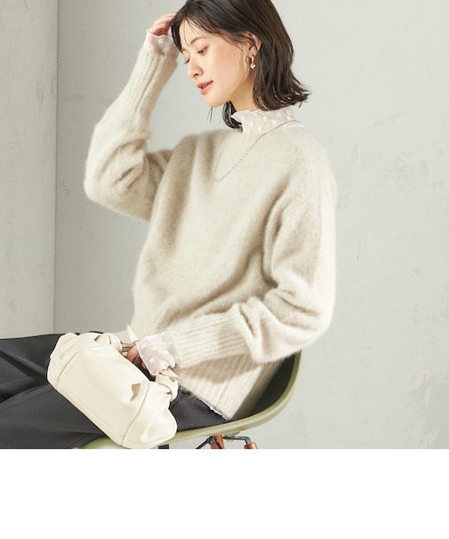 【一部WEB限定】〈手洗い可能〉フォックス クルーネック ニット プルオーバー