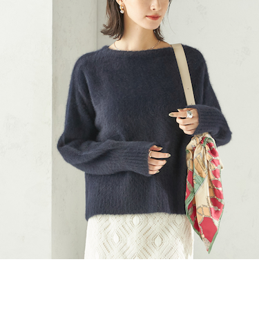 【一部WEB限定】〈手洗い可能〉フォックス クルーネック ニット プルオーバー