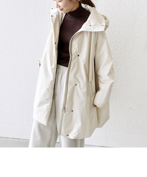 SHIPS any:〈多機能〉中綿 2WAY フーディー テントライン コート