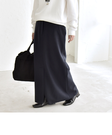 quaranciel: エア ニードル フロント スリット ロング スカート