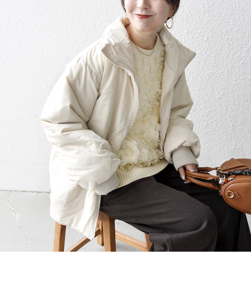 WEB限定】SHIPS any: 中綿 ダブル ジップ スタンド ブルゾン｜シップス