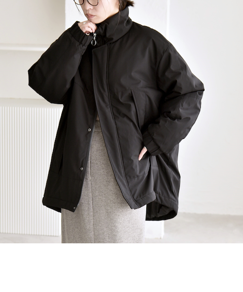 quaranciel:〈撥水加工〉中綿 スタンドカラー ダブル ジップ