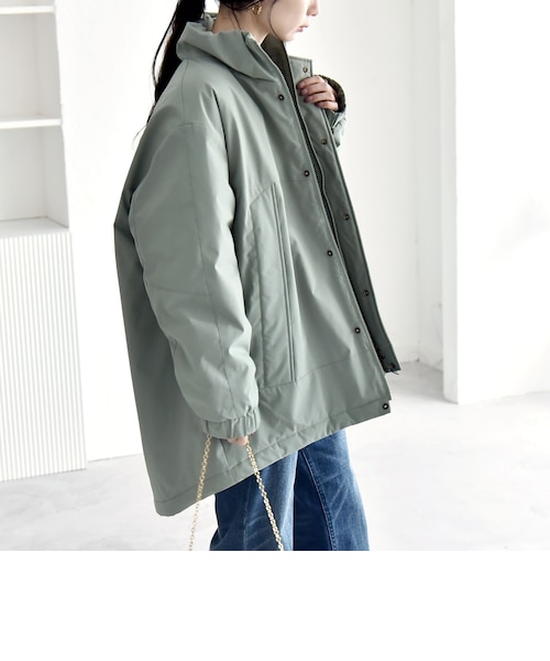 quaranciel:〈撥水加工〉中綿 スタンドカラー ダブル ジップ