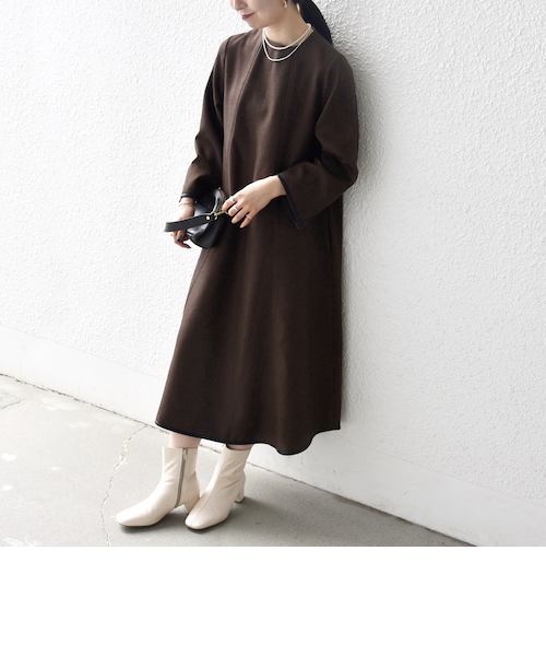 予約》SHIPS any: ヘリンボーン パイピング フレア ワンピース