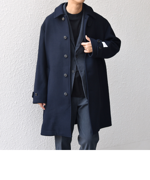 SHIPS: スーパー140'S 100%WOOL メルトン スタンドカラー コート
