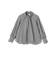 SHIPS Primary Navy Label:〈手洗い可能〉ストレッチ ギンガム ボウタイ ブラウス