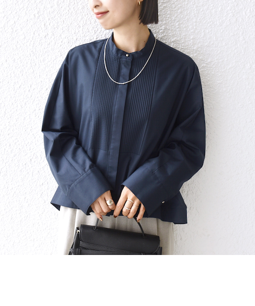 手洗い可能〉ピンタック ドルマン 長袖 シャツ｜シップスの通販