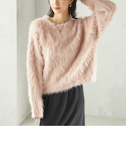《予約》〈手洗い可能〉シャギー ファー クルーネック プルオーバー