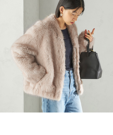 フェイク ファー コクーン ブルゾン